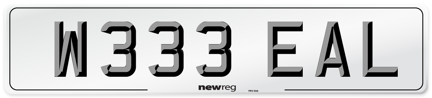 W333 EAL Number Plate from New Reg